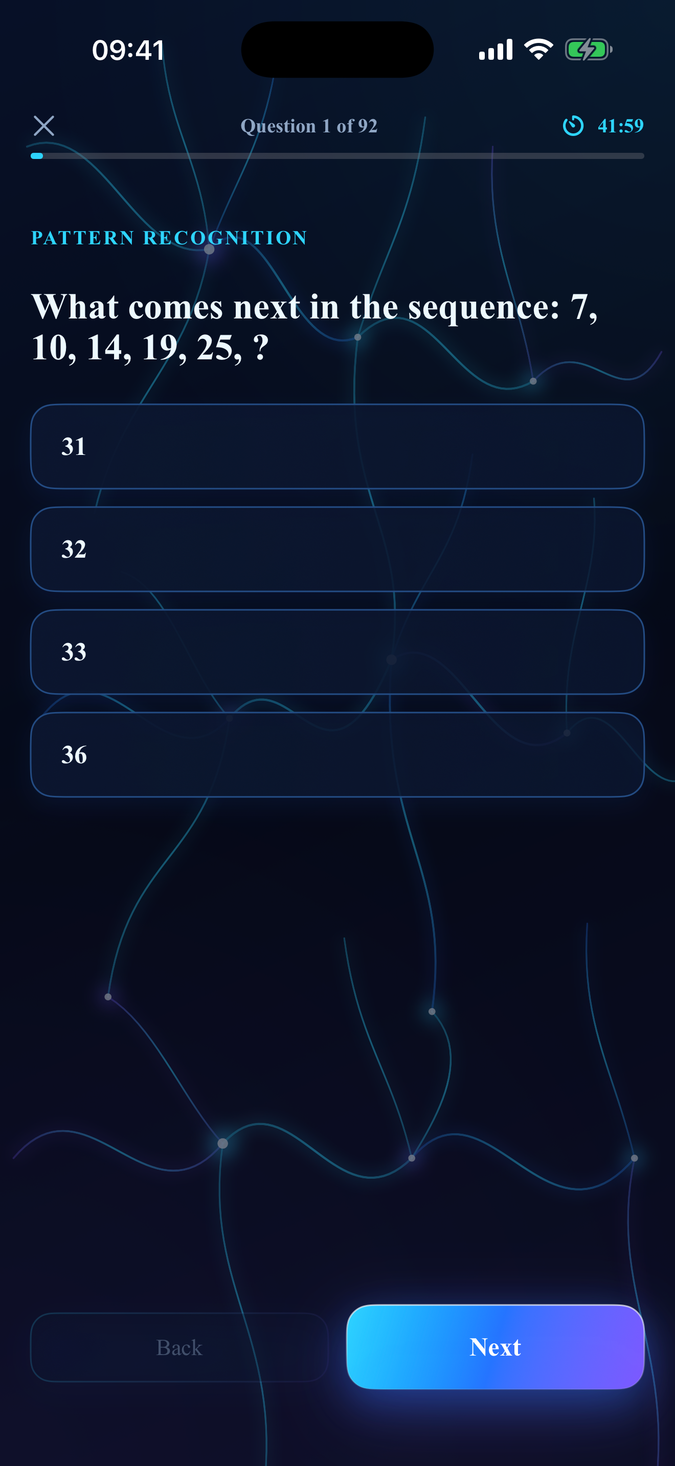Challenge question screen